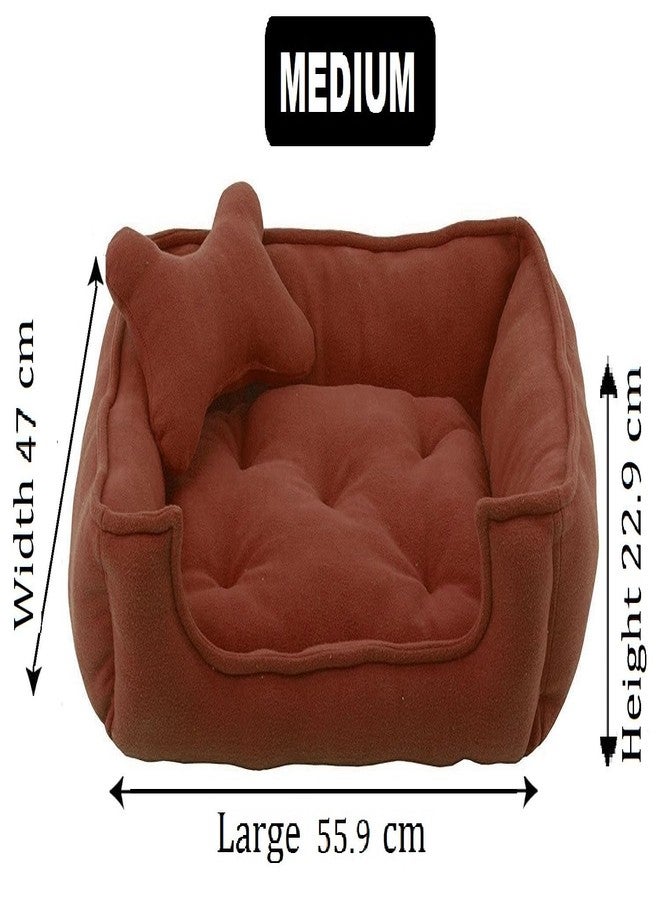 Fluffy's Luxurious Reversible Polyester Filled Dog Bed (Brown, Medium) - Image 2